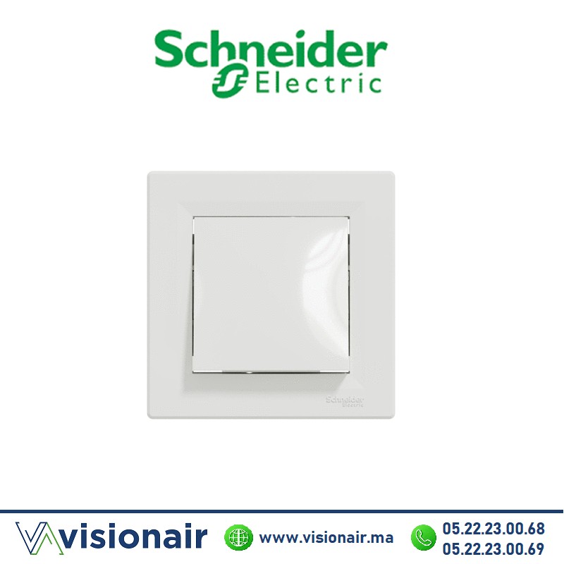 Bouton poussoir Schneider Asfora blanc EPH0700121 - VISIONAIR Maroc