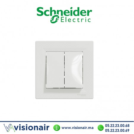 Interrupteur double allumage Schneider Asfora blanc EPH0300121 Casablanca Maroc