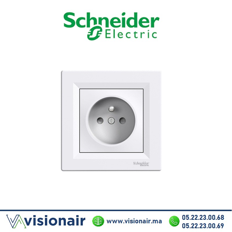 Prise 2P +T Schneider Asfora blanc EPH2800221 Casablanca Maroc