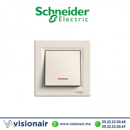 Bouton poussoir lumineux Schneider Asfora crème EPH1600123 Casablanca Maroc