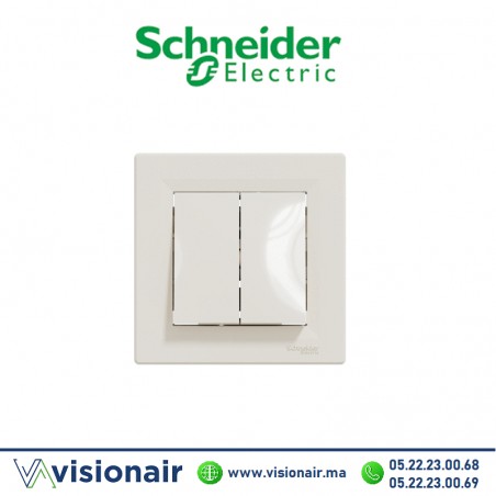 Interrupteur double allumage Schneider Asfora crème EPH0300123 Casablanca Maroc