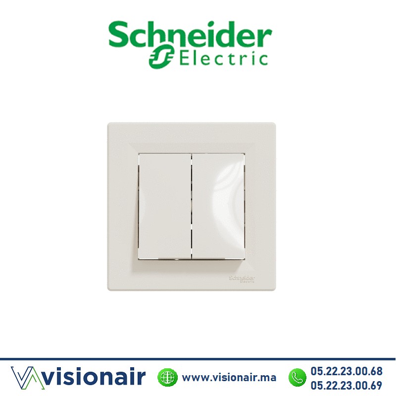 Interrupteur double va et vient Schneider Asfora crème EPH0600123 Casablanca Maroc
