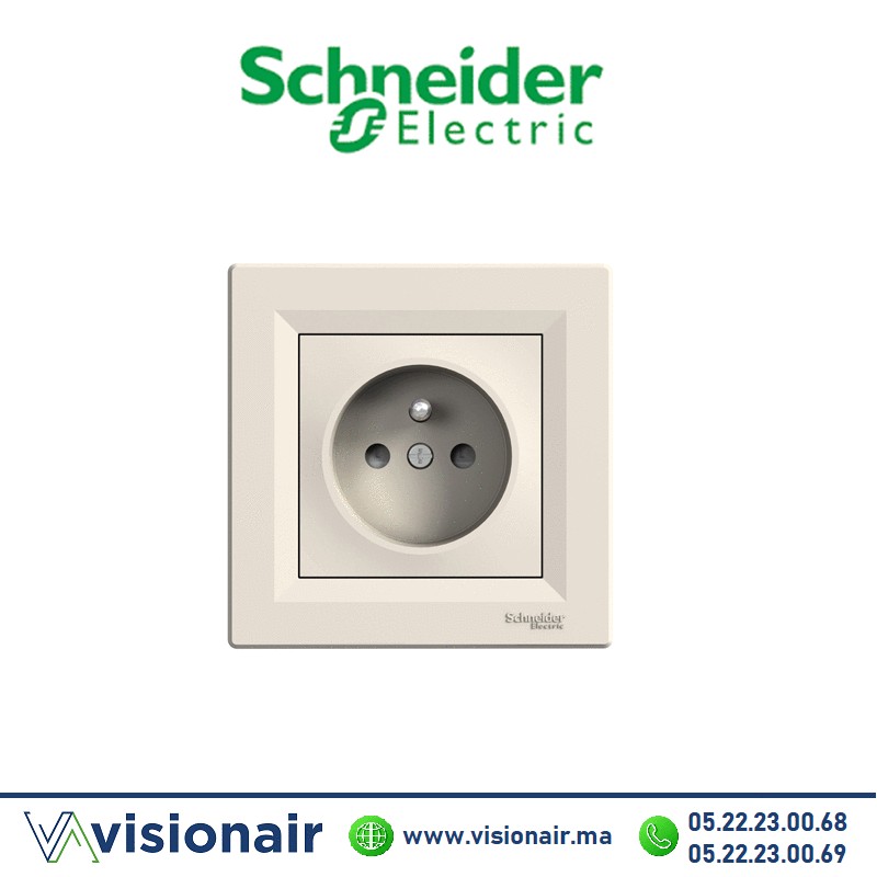 Prise 2P +T Schneider Asfora crème EPH2800223 Casablanca Maroc