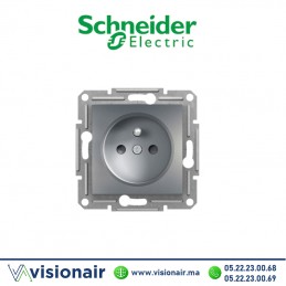 Prise 2P +T Schneider Asfora acier EPH2800262 Casablanca Maroc