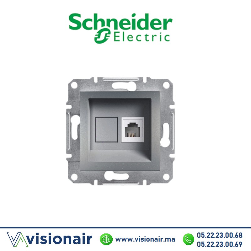 Prise RJ11 Schneider Asfora acier EPH4100162 Casablanca Maroc