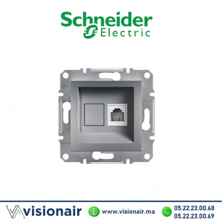 Prise RJ11 Schneider Asfora acier EPH4100162 Casablanca Maroc
