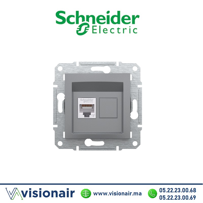 Prise RJ45 CAT6 UTP Schneider Asfora acier EPH4700162 Casablanca Maroc