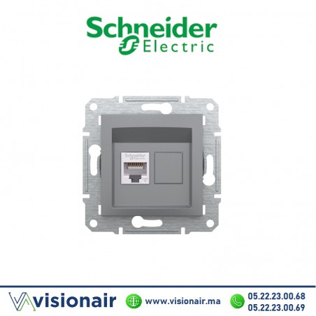 Prise RJ45 CAT6 UTP Schneider Asfora acier EPH4700162 Casablanca Maroc