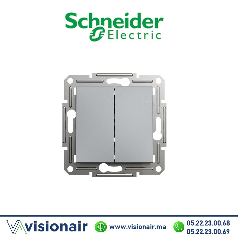 Interrupteur double allumage Schneider Asfora ACIER EPH0300162 Casablanca Maroc