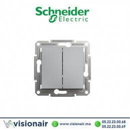 Interrupteur double va et vient Schneider Asfora ACIER EPH0600162 Casablanca Maroc