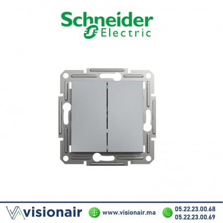 Interrupteur double va et vient Schneider Asfora ACIER EPH0600162 Casablanca Maroc