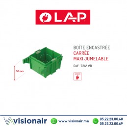Boîte encastrement LAP carrée verte 2 modules 7312VR Casablanca Maroc
