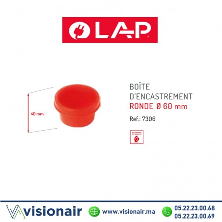 Boîte d'encastrement LAP ronde orange 7306 | VISIONAIR Maroc