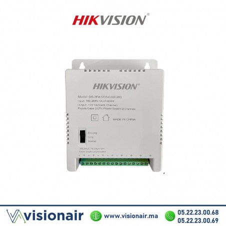 Bloc d'alimentation HIK VISION 8 channels 12V 60W DS-2FA1205-C8 Casablanca Maroc
