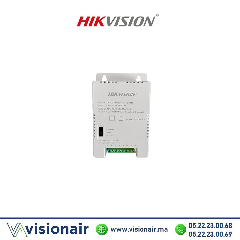 Bloc d'alimentation HIK VISION 4 channels 12V 48W DS-2FA1225-C4 Casablanca Maroc