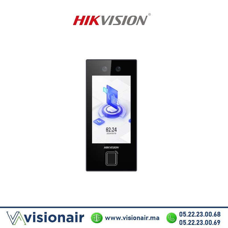 Pointeuse contrôle d'accès hikvision avec reconnaissance faciale, empreintes & cartes DS-K1T344MBFWX-E1 Casablanca Maroc