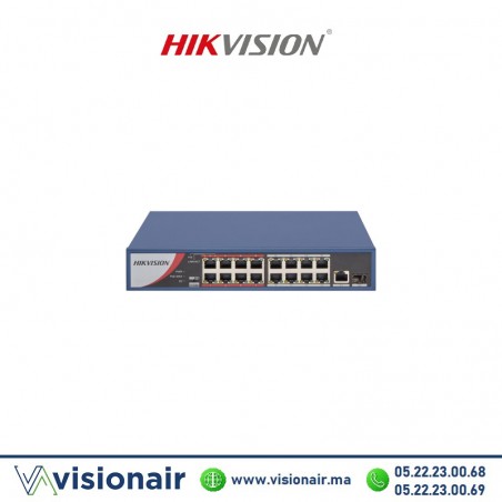 Switch HIKVISION 16 ports POE 10/1000 Mbps DS-3E0318P-E-M-B  Casablanca Maroc