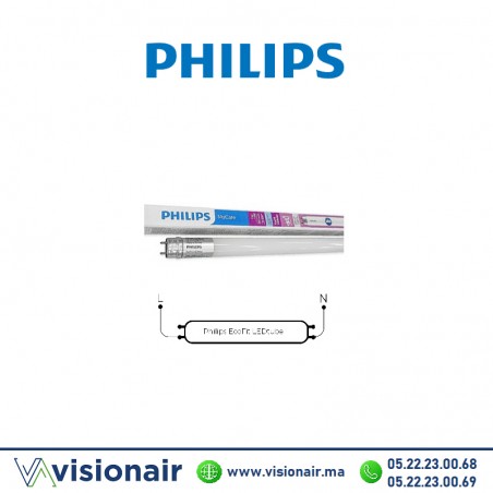 Tube LED T8 Philips Ecofit DE 18w 120cm 4000°K Casablanca Maroc