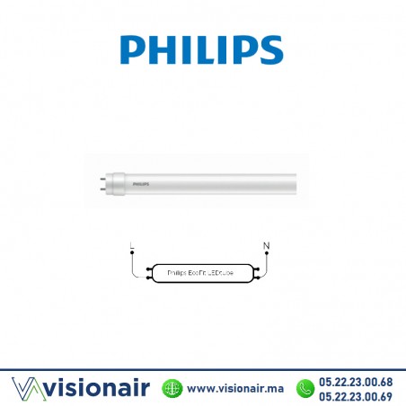 Tube LED T8 Philips Ecofit DE 9w 60cm 6500°K Casablanca Maroc