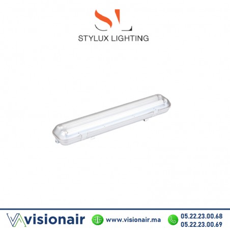 Réglette étanche Stylux 2x120cm IP65 (vide) Casablanca Maroc
