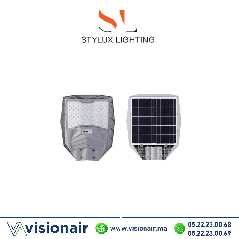 Luminaire LED solaire STYLUX 200W 6000°K éclairage publique Casablanca Maroc