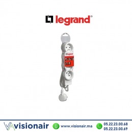 Rallonge multiprise LEGRAND 4 prises 2P+T 1,5m sans interrupteur blanc 050055 Casablanca Maroc