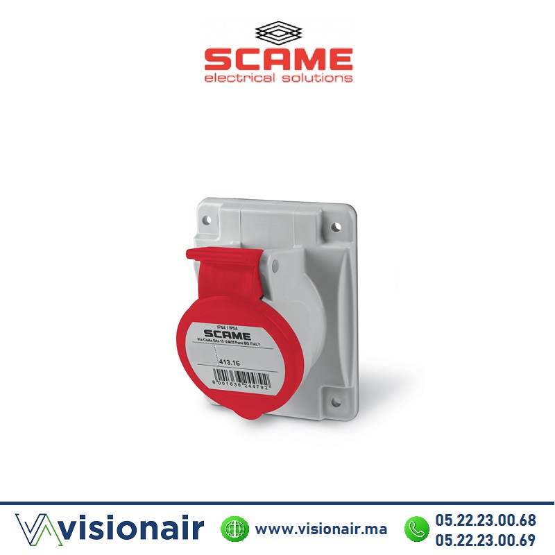 Prise A encastrer SCAME 3P+T 16A 380-415V IP44/IP54 Casablanca Maroc