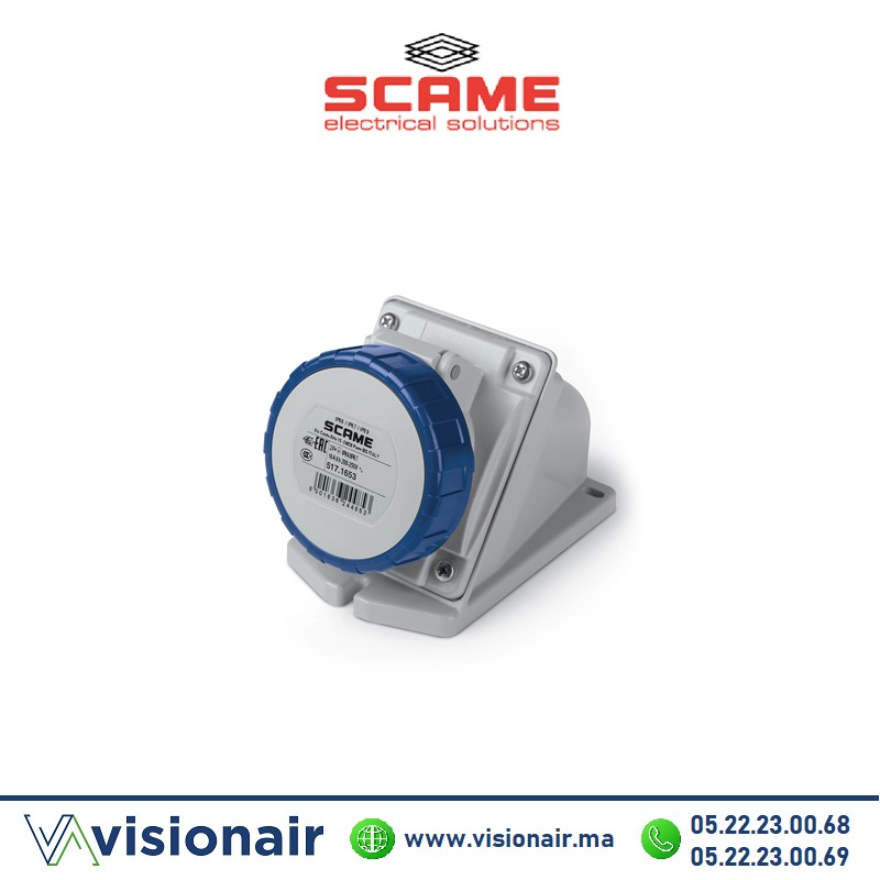 Prise surface SCAME 2P+T 16A 200-250V IP66/IP67/IP69 Casablanca Maroc