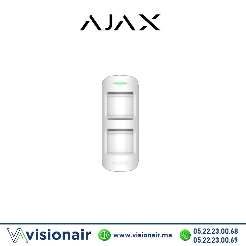 Détecteur de mouvement IR Ajax sans fil blanc 47117.33.WH2 - VISIONAIR Maroc