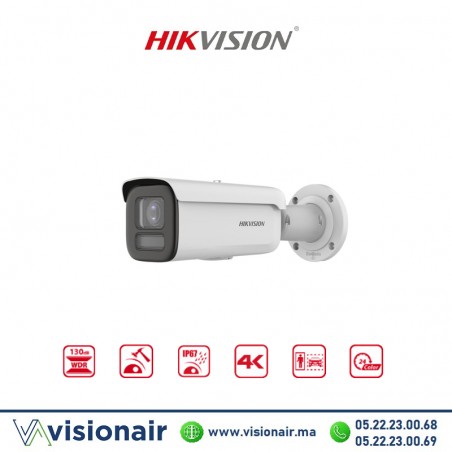 Caméra IP Hikvision Bullet 4MP smart hybride light AcuSense audio micro DS-2CD2T43G2-4LI2U Casablanca Maroc