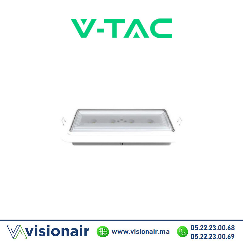 Bloc de secours LED V-TAC 2W 70LM 6400°K blanc ENC/APP Casablanca Maroc