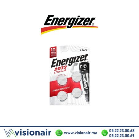 Pile bouton Energizer 4 piles CR2032 3V lithium (BL4) - VISIONAIR Maroc