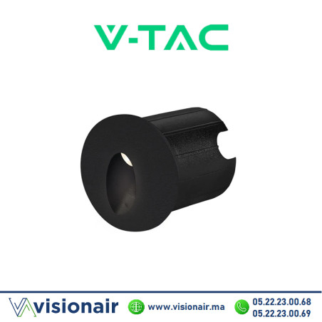 Balisage V-TAC rond 2W 4.8x6.15cm 3000°K noir SKU97402 - VISIONAIR Maroc