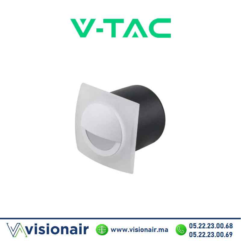 Balisage V-TAC carré 3W 7x6.2cm 3000°K blanc SKU93538 - VISIONAIR Maroc