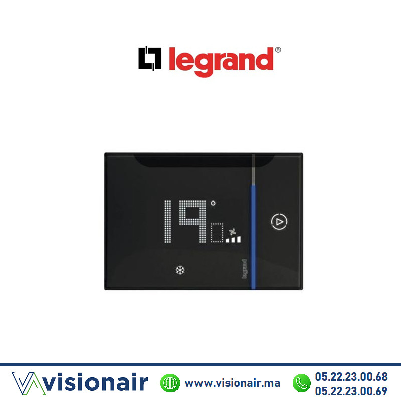 Thermostat connecté pour système de climatisation encastré noir 049044 Casablanca Maroc
