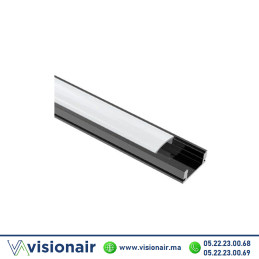 Profilé LED apparent aluminium 17x7mm noir couvercle blanc 3M Casablanca Maroc