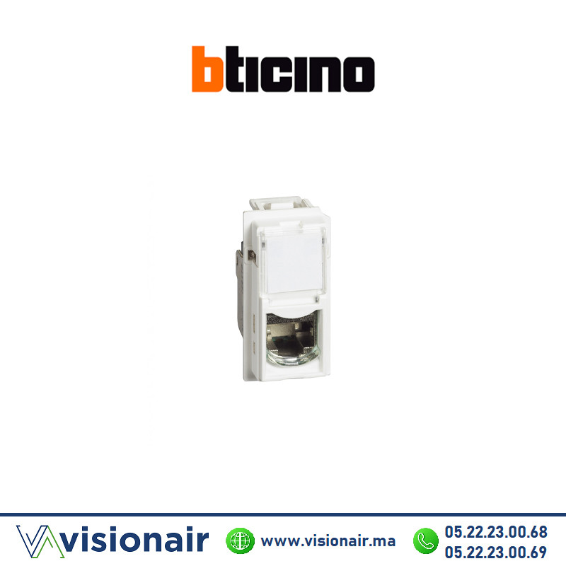 Prise RJ45 CAT6 FTP 1M avec enjoliveur Bticino Living Now blanc BTKW4279C6F Casablanca Maroc